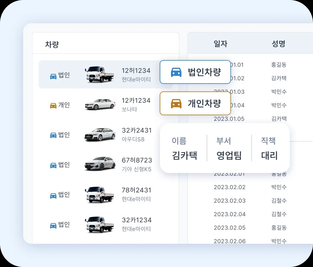 법인차량 운전자 정보